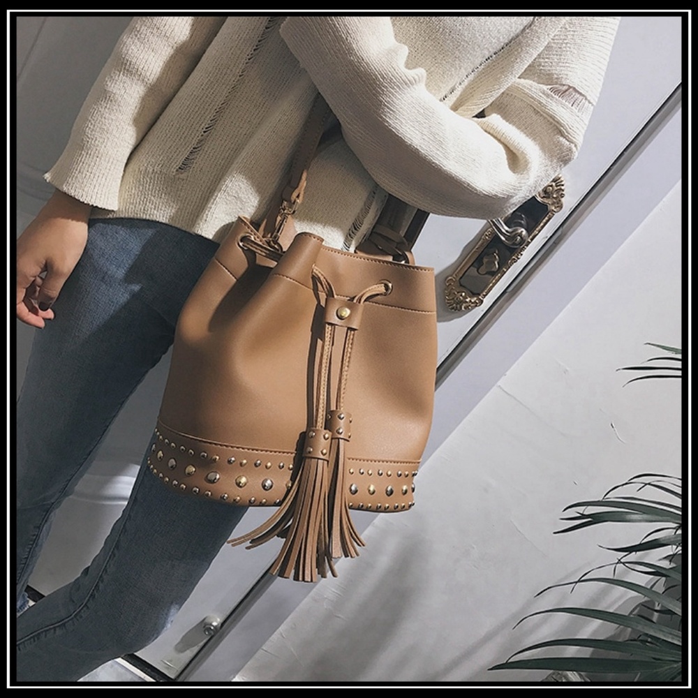 NEW BRISTOL Studded Tassel Bucket Bag - Picture 2 of 8